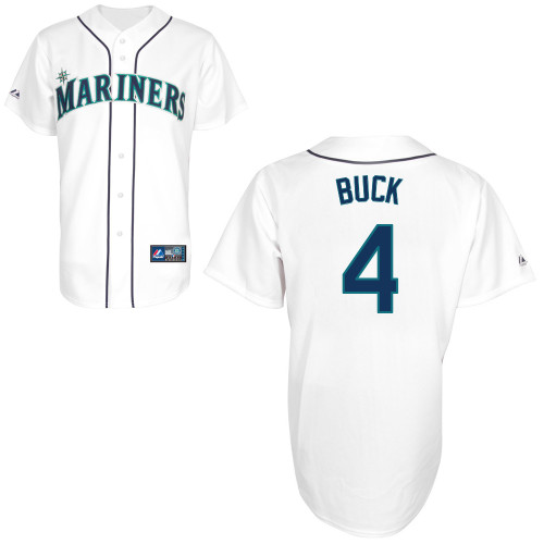 John Buck #4 Youth Baseball Jersey-Seattle Mariners Authentic Home White Cool Base MLB Jersey